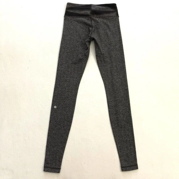 Lululemon Women Giant Herringbone Heathered Black Wi14 Quilt Wunder Under Pant 4